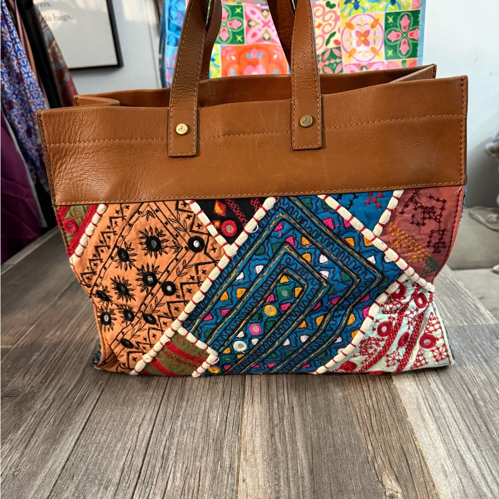 Sam Edelman Multicolor Patchwork Tote With Brown … - image 4